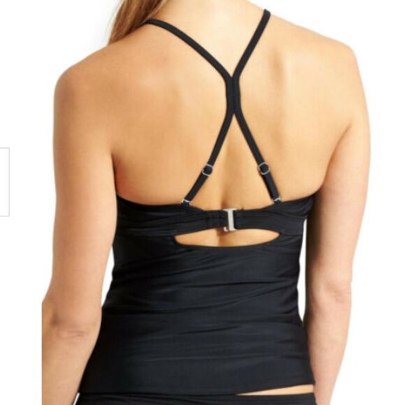 Athleta Tankini Top NWT Waterfall Bandeau Black 32 B/C - Picture 2 of 9